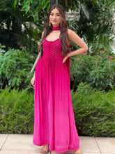 Russian Pink Flared Anarkali Chikankari Kurta Set